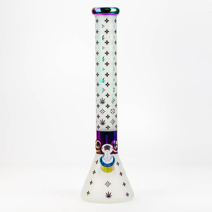 17.5"  Luxury Pattern 7 mm frosted glass beaker bong