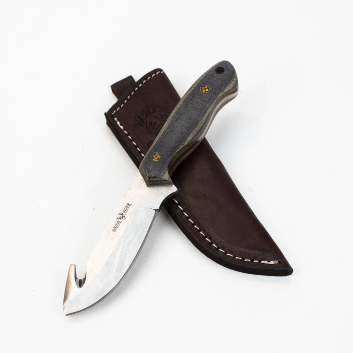 White Deer Skinner Knife Micarta with Wood Grips [WD9413]