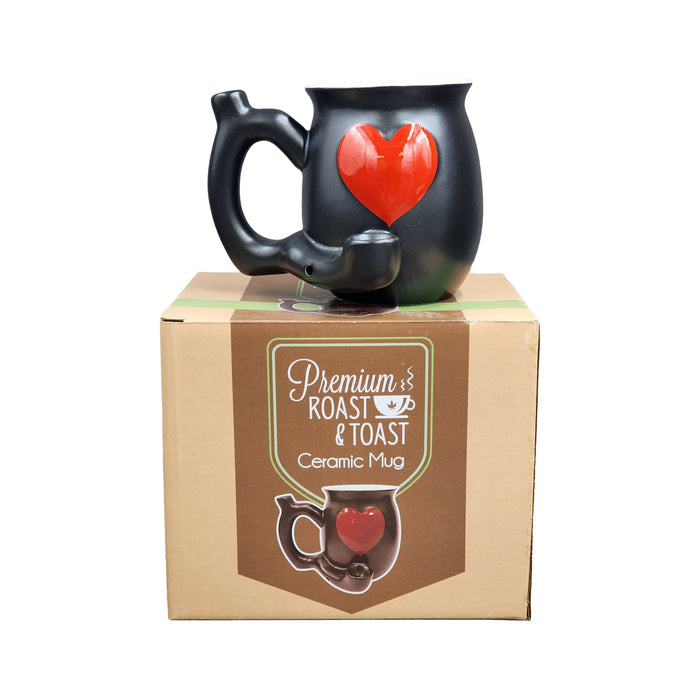 embossed red heart mug - white inside